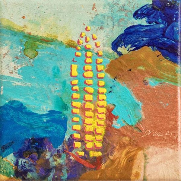 Alternate image for Stretched Acrylic and Oil Abstract Painting in Cool Hues Seeds I