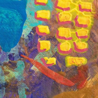 Alternate image for Stretched Acrylic and Oil Abstract Painting in Cool Hues Seeds I
