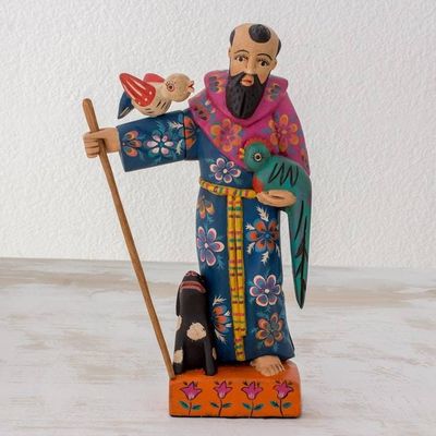 Primary image for Rustic Sculpture of Saint Francis with a Quetzal Bird Saint Francis with a Quetzal