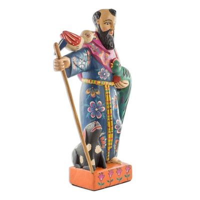 Alternate image for Rustic Sculpture of Saint Francis with a Quetzal Bird Saint Francis with a Quetzal