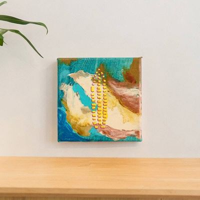 Primary image for Stretched Acrylic and Oil Abstract Painting in Warm Hues Seeds II