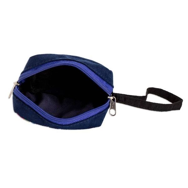 Alternate image for Blue Geometric-Themed Coin Purse with Handwoven Cotton Panel Fashionable Versatility