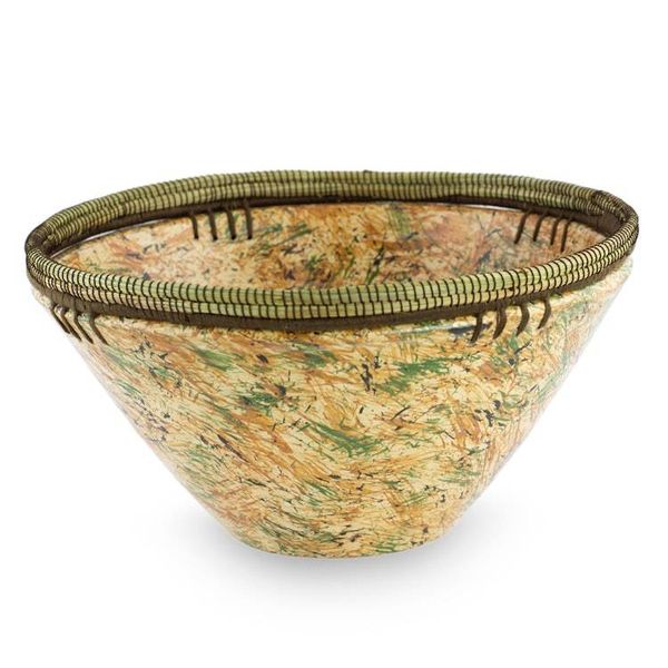 Alternate image for Orange and Green Handcrafted Ceramic Decorative Bowl Autumn Forest