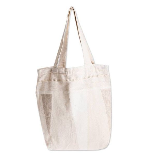 Alternate image for Natural Cotton Tote Bag With Geometric Design Brilliant Cream