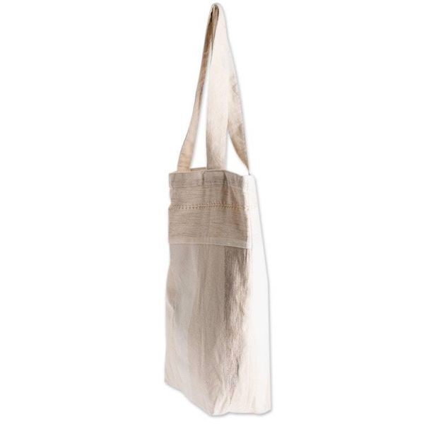 Alternate image for Natural Cotton Tote Bag With Geometric Design Brilliant Cream