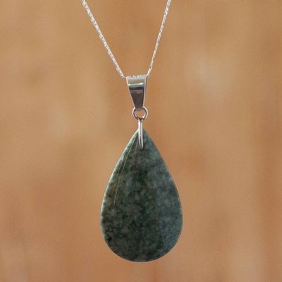 Primary image for Sterling Silver and Jade Pendant Necklace Forest Night