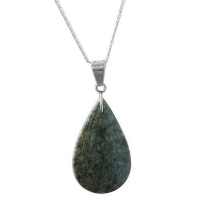 Alternate image for Sterling Silver and Jade Pendant Necklace Forest Night