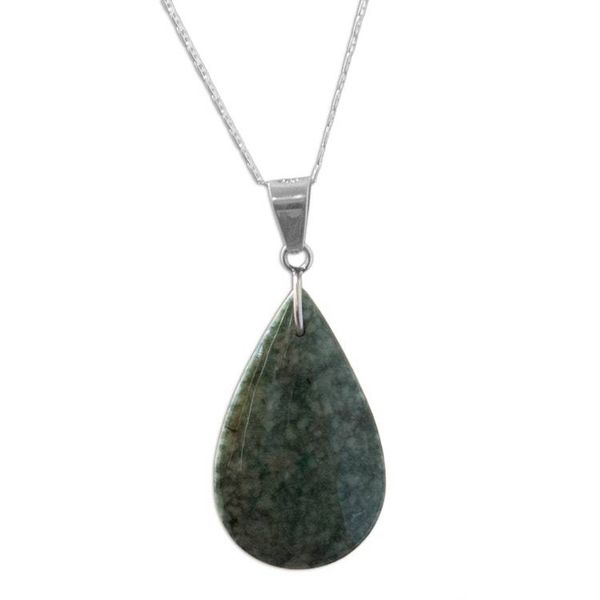 Alternate image for Sterling Silver and Jade Pendant Necklace Forest Night