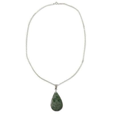Alternate image for Sterling Silver and Jade Pendant Necklace Forest Night