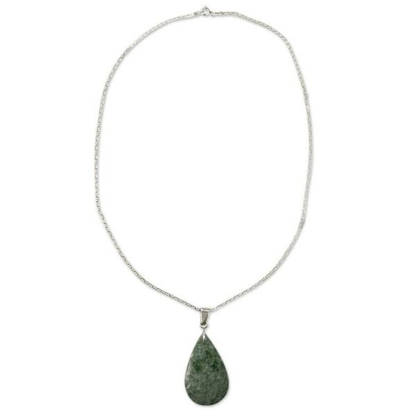 Alternate image for Sterling Silver and Jade Pendant Necklace Forest Night