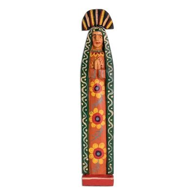 Alternate image for Hand-Painted Wood Mary Statuette from Guatemala Marys Corona