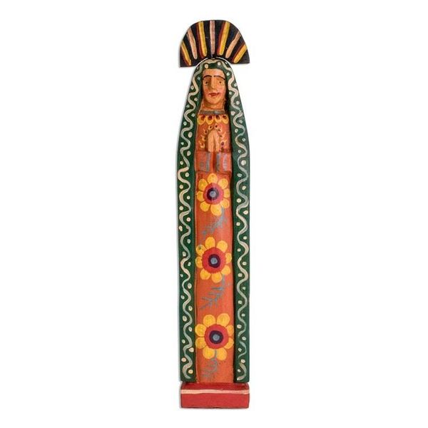 Alternate image for Hand-Painted Wood Mary Statuette from Guatemala Marys Corona