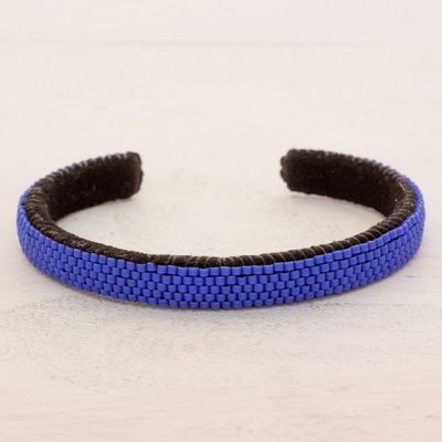 Alternate image for Glass Beaded Cuff Bracelet in Cornflower from El Salvador Beautiful Horizon in ... Blue