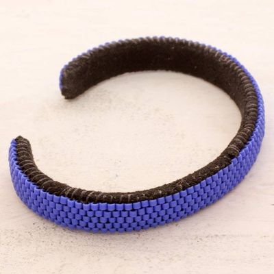 Alternate image for Glass Beaded Cuff Bracelet in Cornflower from El Salvador Beautiful Horizon in ... Blue