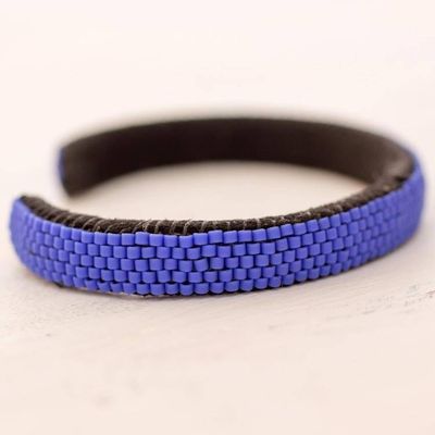 Alternate image for Glass Beaded Cuff Bracelet in Cornflower from El Salvador Beautiful Horizon in ... Blue