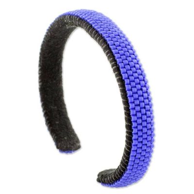 Alternate image for Glass Beaded Cuff Bracelet in Cornflower from El Salvador Beautiful Horizon in ... Blue