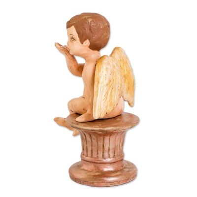 Alternate image for Hand-Painted Golden Ceramic Sculpture of Playful Cherub Cherub of Kindness