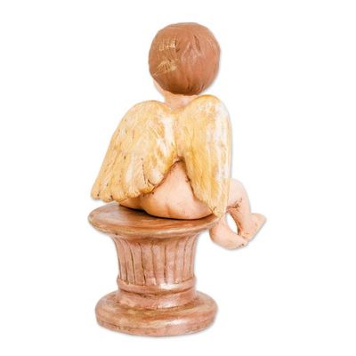 Alternate image for Hand-Painted Golden Ceramic Sculpture of Playful Cherub Cherub of Kindness