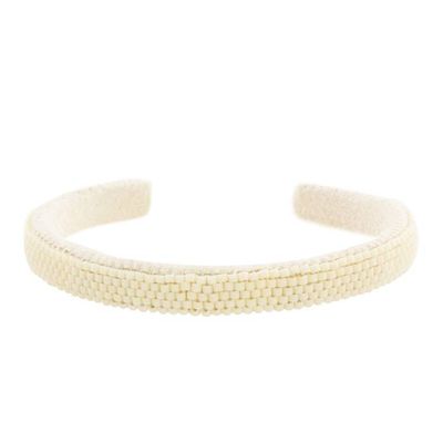 Alternate image for Glass Beaded Cuff Bracelet in Antique White from El Salvador Antique White Horizon