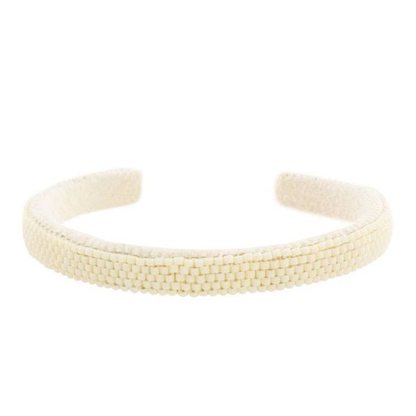 Alternate image for Glass Beaded Cuff Bracelet in Antique White from El Salvador Antique White Horizon