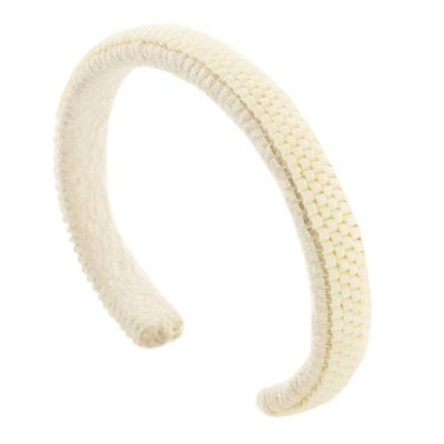 Alternate image for Glass Beaded Cuff Bracelet in Antique White from El Salvador Antique White Horizon