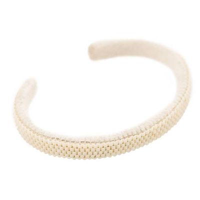 Alternate image for Glass Beaded Cuff Bracelet in Antique White from El Salvador Antique White Horizon