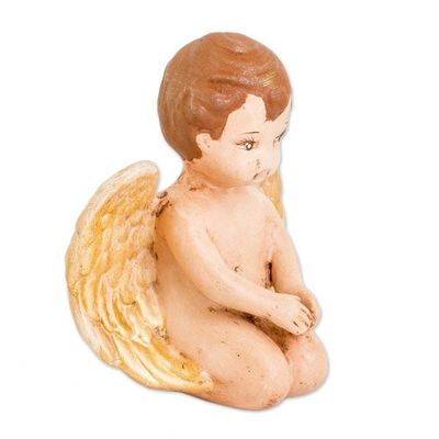 Alternate image for Hand-Painted Golden Ceramic Sculpture of Little Cherub Cherub of Protection