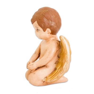 Alternate image for Hand-Painted Golden Ceramic Sculpture of Little Cherub Cherub of Protection