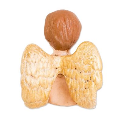 Alternate image for Hand-Painted Golden Ceramic Sculpture of Little Angel Cherub of Peace