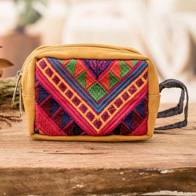 Primary image for Guatemalan Handwoven Coin Purse with Colorful Cotton Panel Chic Versatility