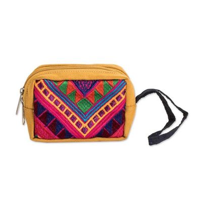 Alternate image for Guatemalan Handwoven Coin Purse with Colorful Cotton Panel Chic Versatility