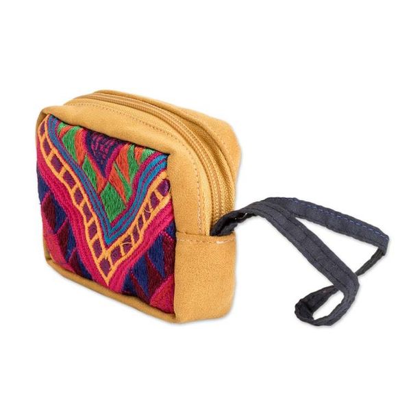 Alternate image for Guatemalan Handwoven Coin Purse with Colorful Cotton Panel Chic Versatility