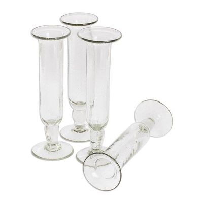 Alternate image for Clear Champagne Flutes from Guatemala Set of 4 Tiny Bubbles