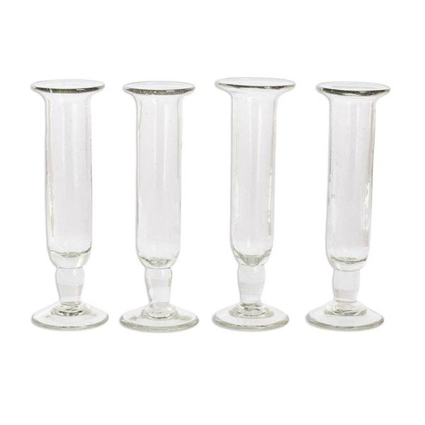 Alternate image for Clear Champagne Flutes from Guatemala Set of 4 Tiny Bubbles