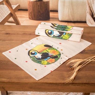 Alternate image for Set of 4 Handmade Cotton Placemats with Toucan Motifs Toucan