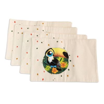 Alternate image for Set of 4 Handmade Cotton Placemats with Toucan Motifs Toucan