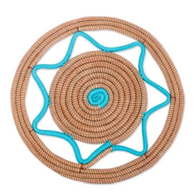 Alternate image for Handcrafted Pine Needle Placemats in Turquoise Set of 4 Traditional Meal in Turquoise