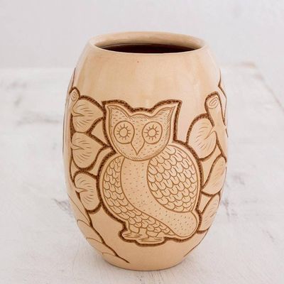Alternate image for Handcrafted Ceramic Decorative Vase from Nicaragua Wisdom and Intuition in Beige
