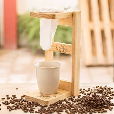 Alternate image for Bird-Themed Laurel Wood Single-Serve Drip Coffee Stand Flying Delights
