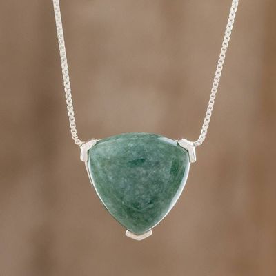 Alternate image for Triangular Jade Pendant necklace Crafted in Guatemala Elegant Balance