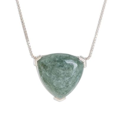 Alternate image for Triangular Jade Pendant necklace Crafted in Guatemala Elegant Balance
