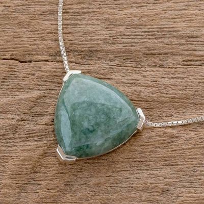 Alternate image for Triangular Jade Pendant necklace Crafted in Guatemala Elegant Balance