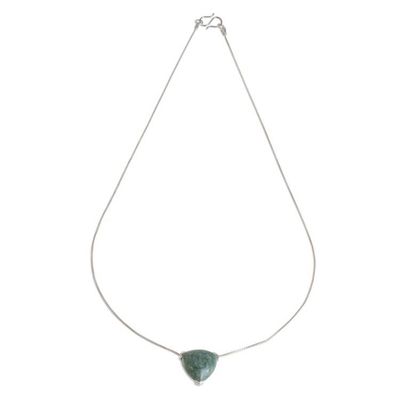 Alternate image for Triangular Jade Pendant necklace Crafted in Guatemala Elegant Balance