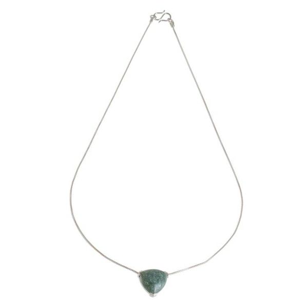 Alternate image for Triangular Jade Pendant necklace Crafted in Guatemala Elegant Balance