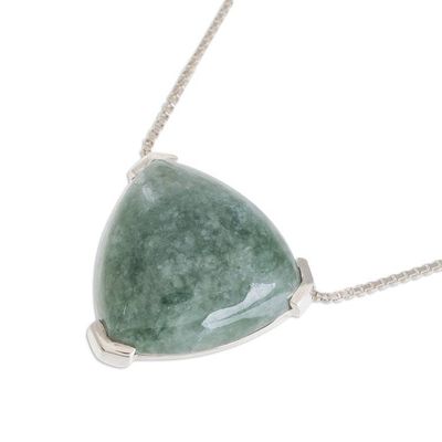 Alternate image for Triangular Jade Pendant necklace Crafted in Guatemala Elegant Balance