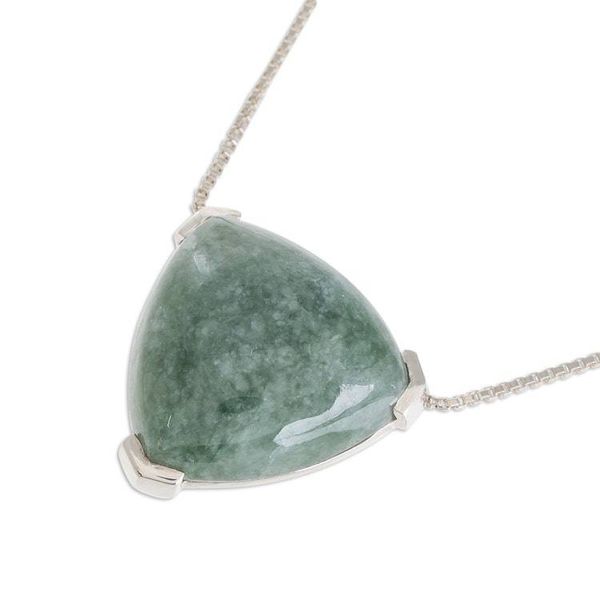 Alternate image for Triangular Jade Pendant necklace Crafted in Guatemala Elegant Balance