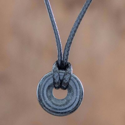 Alternate image for Adjustable Black Jade Necklace Circle of Love in Black