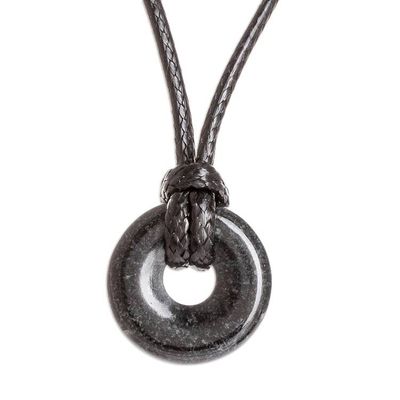 Alternate image for Adjustable Black Jade Necklace Circle of Love in Black