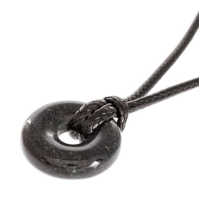 Alternate image for Adjustable Black Jade Necklace Circle of Love in Black