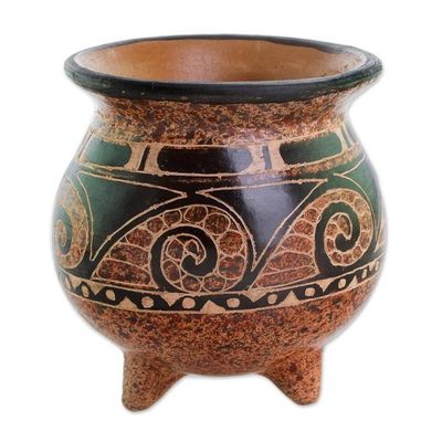 Alternate image for Wave Motif Ceramic Mini Decorative Vase from Costa Rica Ancient Colors